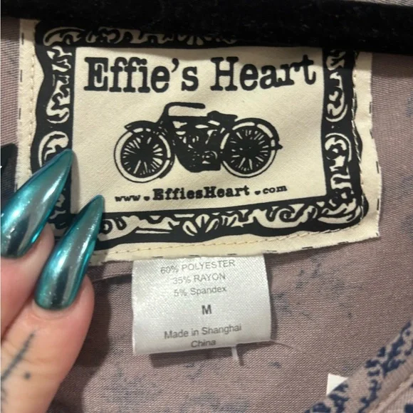 NWT Effie's Heart Tan Dress with Navy Floral Print - Picture 2 of 5